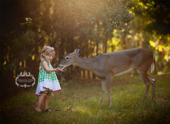 Photoshoot with Deer and Child