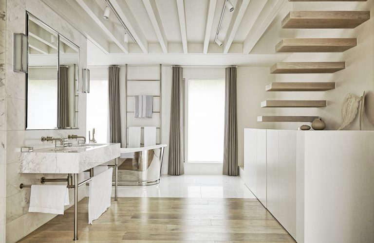 Coolhurst N8 - floating staircase to one wall of bathroom - london houses - shootfactory location