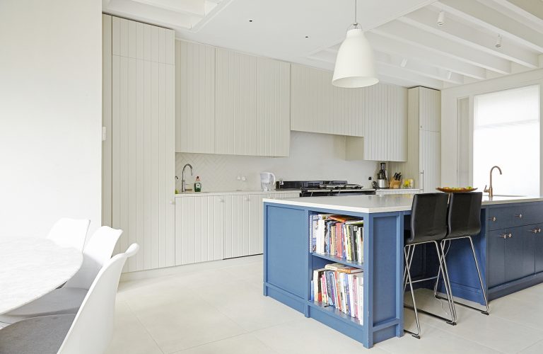 Coolhurst N8 - blue painted kitchen unit - london houses - shootfactory location