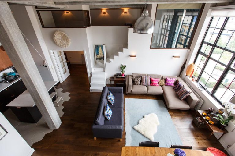Clapton Loft E5 - arial view of lounge - london apartments - shootfactory location