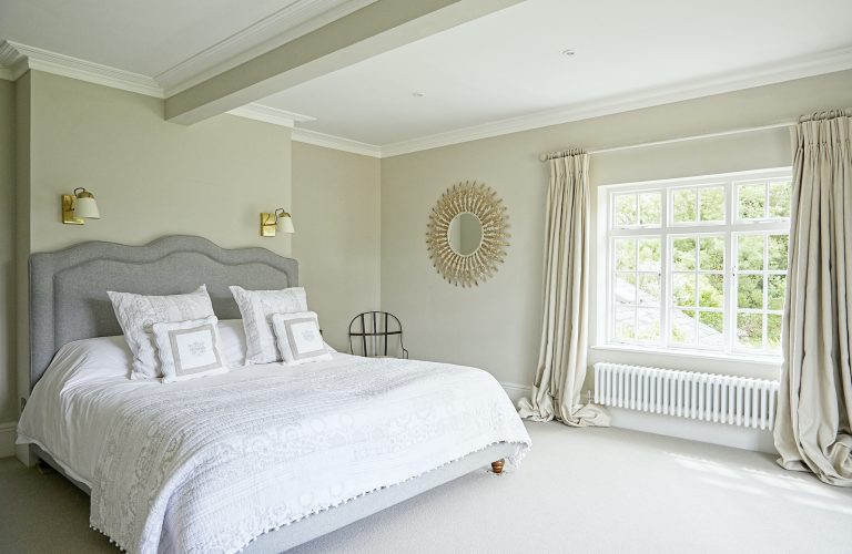 Wisteria House master bedroom with large windows