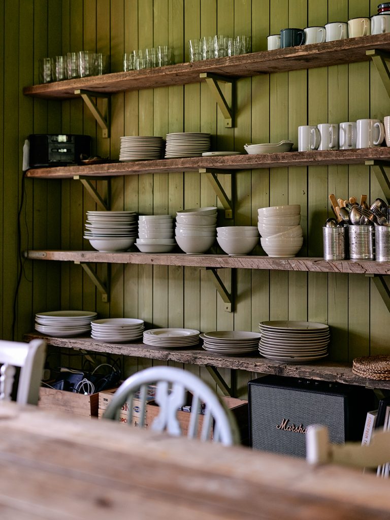 Open rustic shelves filled with crockery - FARAWAY FARM LLANDOVERY, SA20 - Other UK House Location House