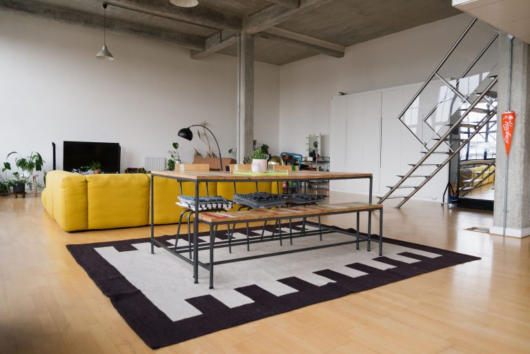 A steel staircase gives access to the one bedroom / POVEY LONDON, E5 - Location House - SHOOTFACTORY
