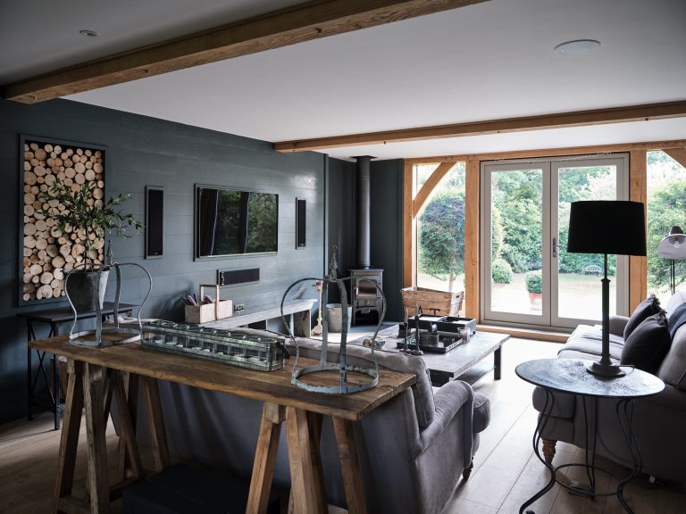 DARK AND MOODY RUSTCI SITTING ROOM - HAGUE BARN HENLEY ON THAMES, RG9 - SHOOTFACTORY - OTHER UK LOCATION HOUSE