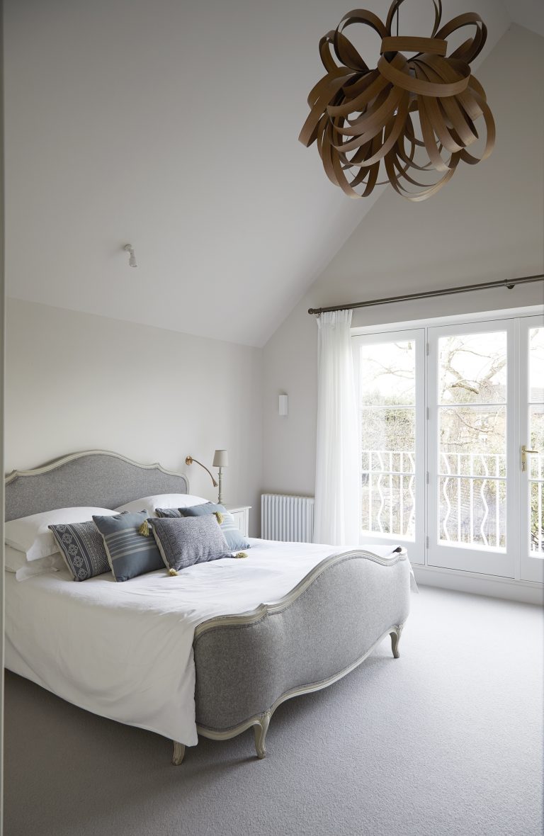 French styled bedroom with French doors - Melrose SW18 - Shootfactory - London Location House