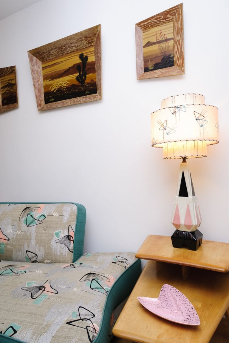 Decorative lampshade on a side table / Retro , Watford, Wd19 / Shootfactory Location